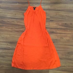 Orange shift midi dress